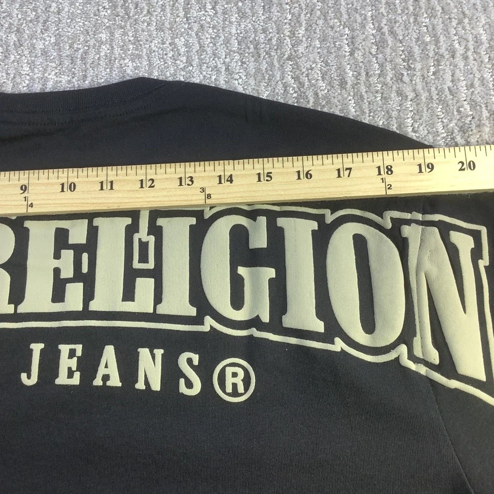 True Religion Mens‎ Relaxed Fit Overseam Puff Tee Shirt Black Size M NWT